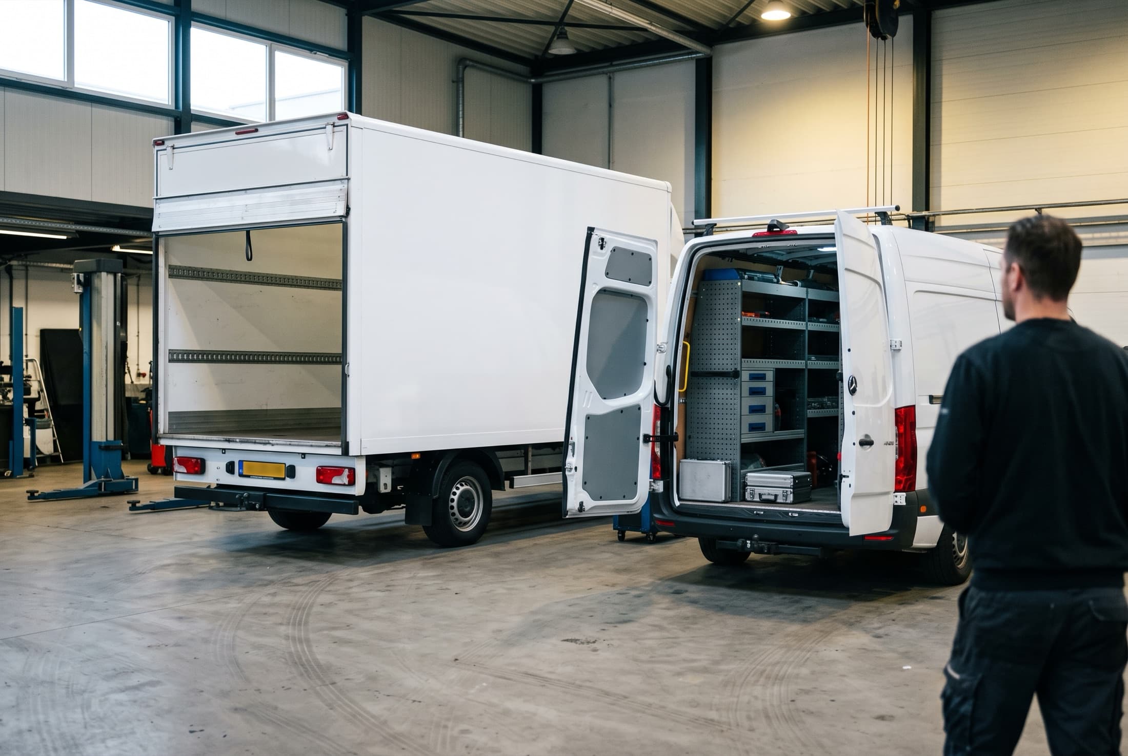 Een bedrijfswagen met opbouw