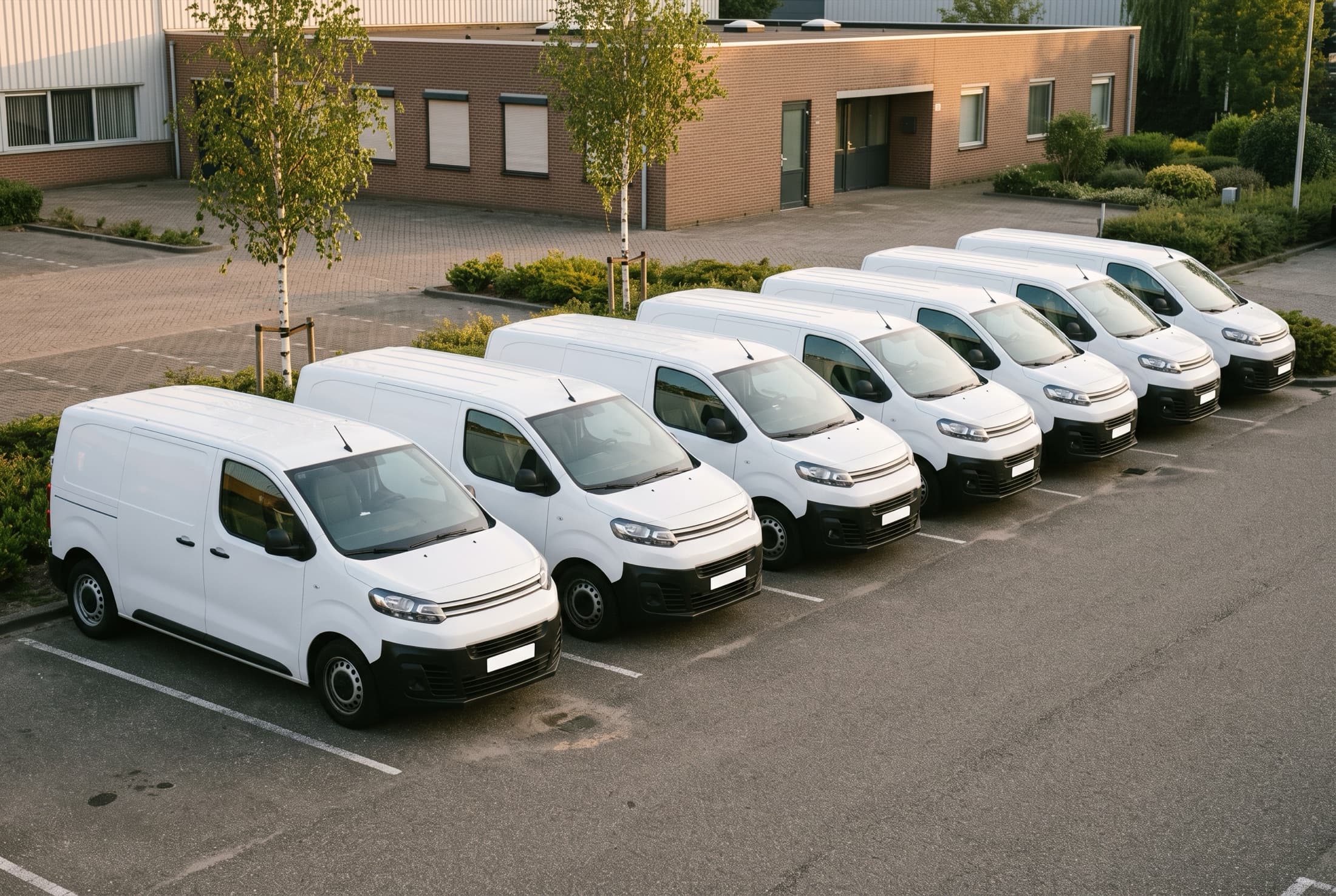 Een compleet wagenpark op een bedrijfsterrein